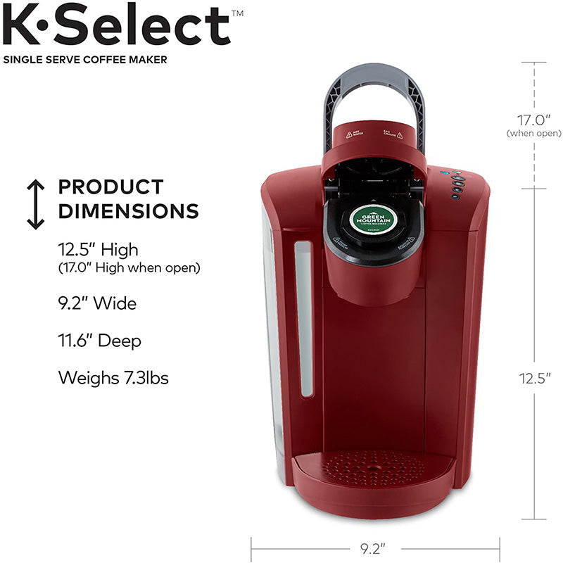 Keurig K-Select Coffee Maker, Single Serve K-Cup Pod Coffee Brewer, With Strength Control and Hot Water On Demand - Vintage Red