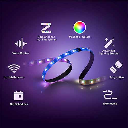 Kasa Smart LED Light Strip Extension KL430E, 16 Color Zones RGBIC, 3.3ft Wi-Fi LED Lights