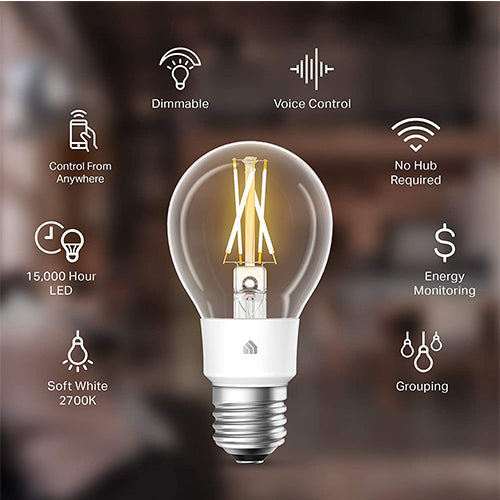 Kasa Smart Wi-Fi LED Bulb by TP-Link, Filament A19 E26 Smart Light Bulb, (KL50)