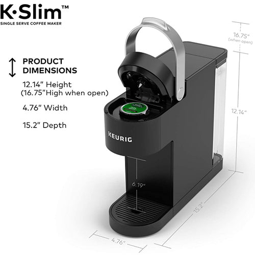 Keurig K-Slim Coffee Maker, Single Serve K-Cup Pod Coffee Brewer, 8 to 12 oz. Brew Sizes, Black