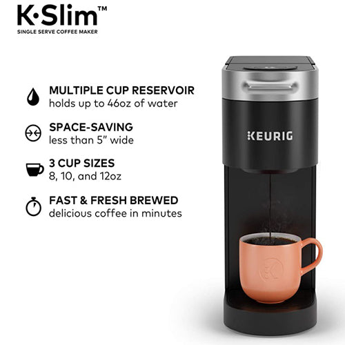 Keurig K-Slim Coffee Maker, Single Serve K-Cup Pod Coffee Brewer, 8 to 12 oz. Brew Sizes, Black