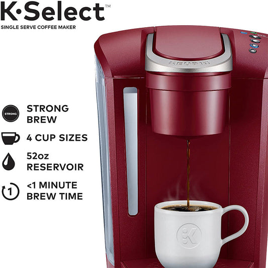 Keurig K-Select Coffee Maker, Single Serve K-Cup Pod Coffee Brewer, With Strength Control and Hot Water On Demand - Vintage Red