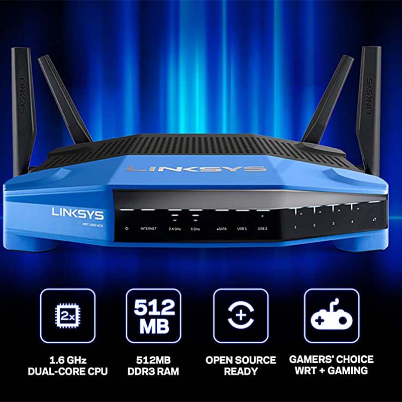 Linksys Open Source Dual-Band Gigabit WiFi Wireless Router, Speeds up to (AC1900) 1.9Gbps - WRT1900ACS