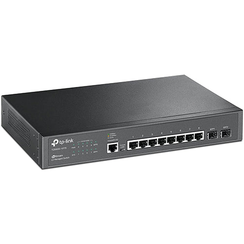 TP-Link 8 Port Gigabit Switch | L2 Managed w/ Console Port | 2 SFP Slots | IPv6 and Static Routing T2500G-10TS