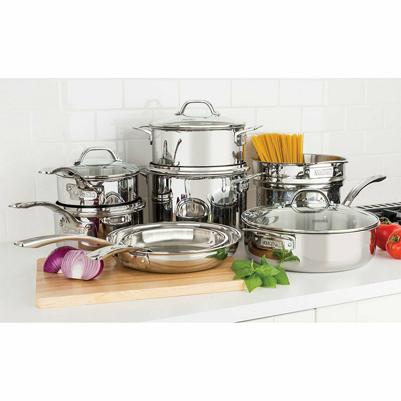 Viking Culinary 3-Ply 13-Piece Cookware Set,Stainless